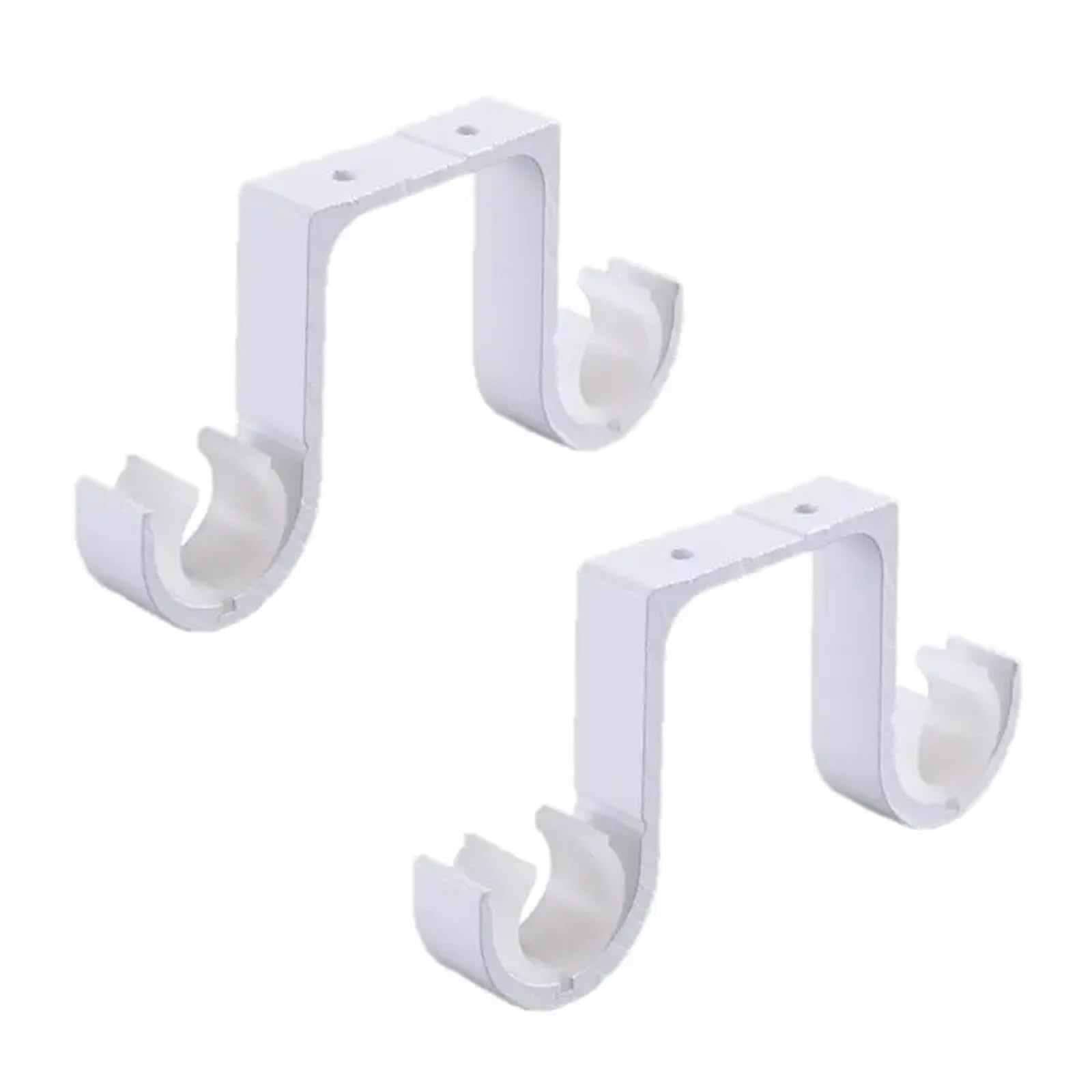 RUWLFE 4 Pcs Double Curtain Rod Bracket Aluminum Alloy Hang Holders for Poles, Wall Rod(White)