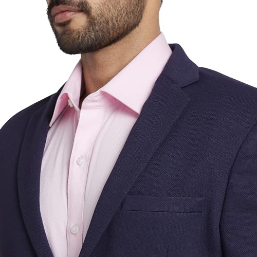 Image of Park Avenue Men's Super Slim Fit Pure Terylene Structure Pattern Notch Lapel Full Sleeve Formal Jacket