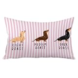 Yhtrg Dachshund Pillow Covers 12x20, Pink Stripes Dachshund Christmas Decor Gifts for Women Men, Doxie Gifts, Humorous Light Medium Dark Roast Lumbar Pillow Cover Decor for Home Bedroom Living Room