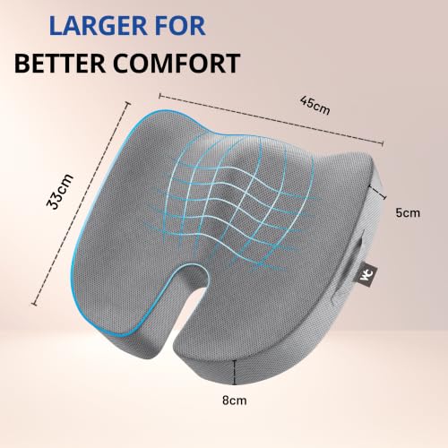 Image of Wonder Care Orthopedic Coccyx Cusion | High Density Memory Foam for Back Pain, Sciatica, Tailbone Relief | 2 Years Warranty (Velvet Cover, 70Kg)