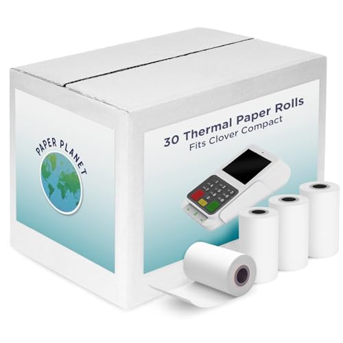 Thermal Paper for Clover Compact Receipt Printer by Paper Planet | Credit Card Machine Receipt Paper for Clover Compact Payment Terminal | 30 Rolls