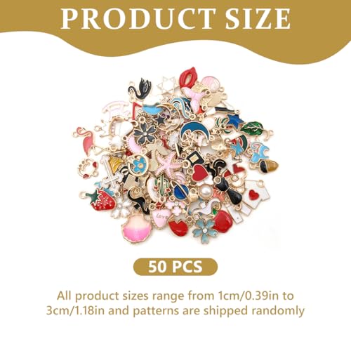 Image of Zibuyu Gold Plated Enamel DIY Charms for Jewelry Making Materials Kit - Animal Moon Star Fruit Pendants Bracelet Making Set