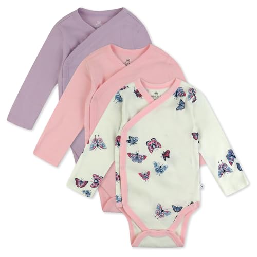 Image of HonestBaby unisex-baby 3-pack Long Sleeve Side-snap Kimono Bodysuits Organic Cotton for Infant Baby Boys, Girls, Unisex