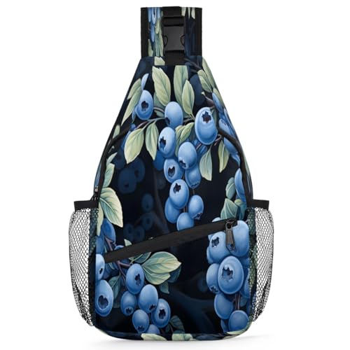 Bolso cruzado unisex estilo sling azul arándano miniatura 1