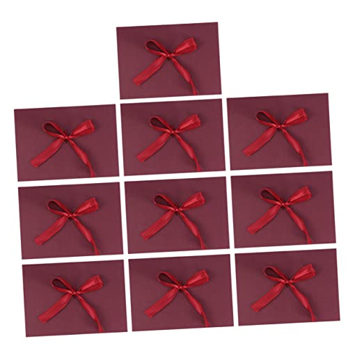 Cemaystic リボン付き封筒 10枚セット ? エレガントなデザインで結婚式や誕生日パーティーの招待状に最適 (赤)