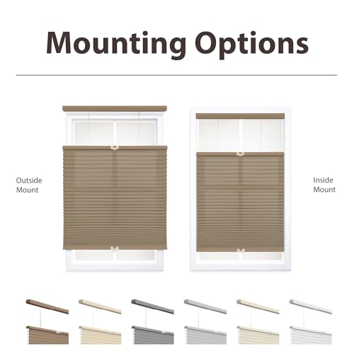 Image of DEZ FURNISHINGS Cordless 1.5 inch Light Filtering Top Down Bottom Up Cellular Shade, 28 inch W x 36 inch H, Latte