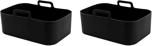 Cesta de silicona para freidora, forro de silicona antiadherente sin BPA con cepillo para accesorios de cocina (negro)