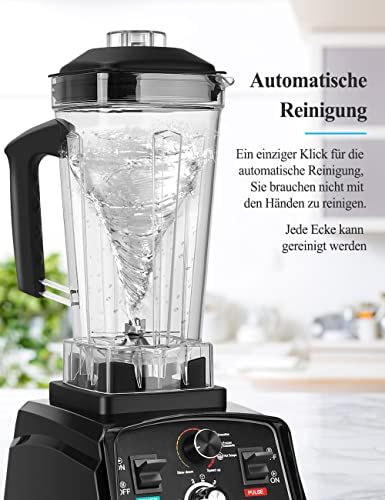 WEONESEE Hochleistungsmixer, Profi Smoothie Maker 2000W 2L, für die Küche mit, Standmixer Profi Mixer Blender mit variabler Geschwindigkeit für gefrorene Früchte, Eis, Gemüse, Shakes und Smoothies – Bild 6