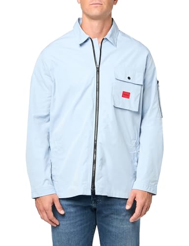 Image of Hugo Men's Cotton Mix Canvas Zip Up Overshirt