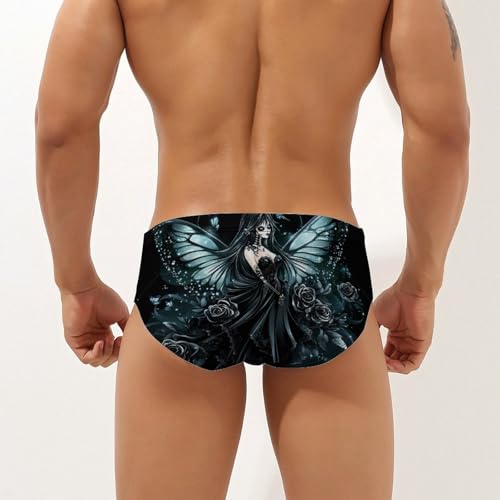 Goth Roses Butterfly Skeleton Fairy Mens Swim Briefs Quick Dry Swim Trunk Bikini Underwear Swimsuit2