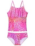 Nokecina Girls Swimsuit 2 Piece Kids Tankini Swimsuits Tween Bathing Suits Size 7 8 6 5 Two-Piece Swimwear Pink Yellow
