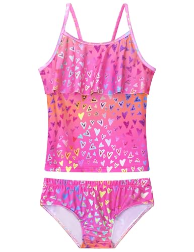 Girls Tankini Swimsuit 2-Piece Ruffle Bathing Suits UPF50+ Kids Beach Sport Swimwear Sets