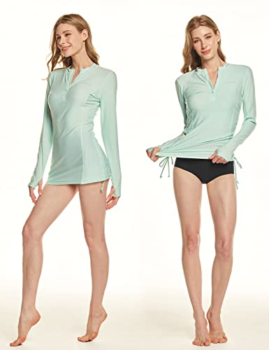 Athlio SFZ84 Women'S Half-Zip Front Rash Guard, Upf 50+ Side Adjustable Long Sleeve Swim Shirts thumb #5