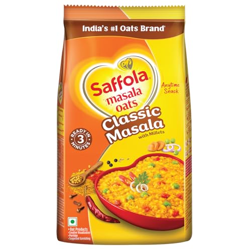 Image of Saffola Masala Oats| 750g | Classic Masala | Tasty, Anytime Snack | Ready in 3 mins | Millets Goodness- with Bajra & Jowar | No maida, No added preservatives | helps manage weight