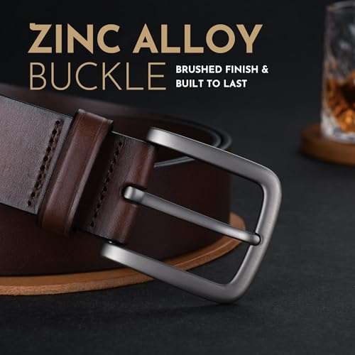 Buffway Men's Leather Belt,1.5" Handmade Top-Grain Leather–Durable,Comfortable,Suitable for Everyday Formal & Casual Wear2