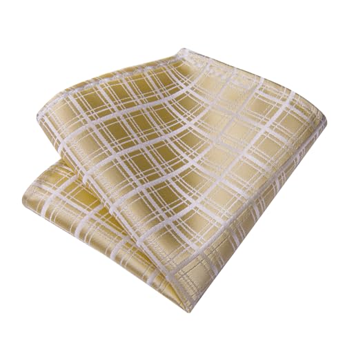Image of DiBanGu Plaid Ties for Men Silk Checkered Necktie and Pocket Square Cufflinks Tie Clip Set with Gift Box for Wedding Business