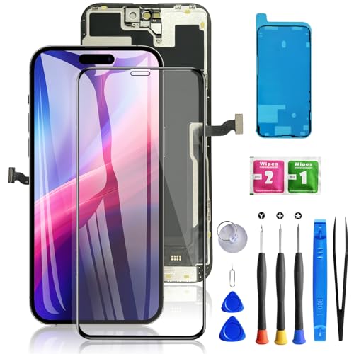 for iPhone 14 Pro Max Screen Replacement Black 6.7 Inch LCD Touch Digitizer Complete Display for A2894 A2651 A2893 A2896 A2895 with Waterproof Seal+Tempered Glass+Repair Tools