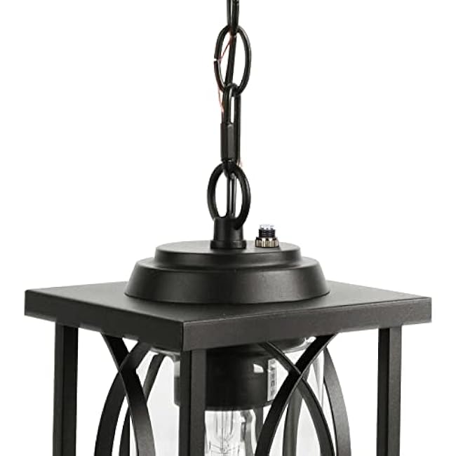 Outdoor Pendant Light, Outdoor Hanging Light Fixture, Exterior Lantern Anti-Rust Metal with Clear Glass Shade