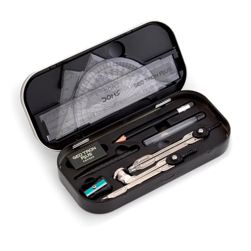 Image of Doms Geotron Plus Geometry Box with Doms Y1+ Super Dark HB /2 Graphite Pencil Box Pack 10 Combo Pack