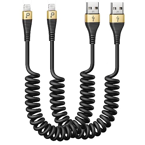 Cable de carga para iPhone en coche cable Lightning corto y elástico compatible iPhone 12 13
