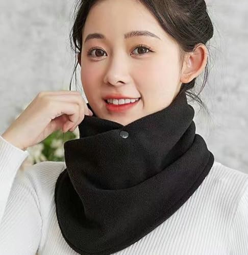 Winter Neck Gaiter for Women Double Buttons Polar Fleece Neck Warmer Scarf Windproof Shawl Cover for Skiing Riding3
