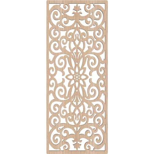 Image of Buel Decorative Pierced Fretwork Wood Wall Panels, 9 3 /8 inchW x 24 3 /8 inchH x 3 /8 inchT, Red Oak