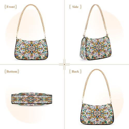 Shoulder Bag for Women Mexican Colorful Pattern Tote Handbag Crossbody Bag with Zipper Closure2