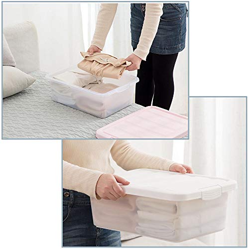 Yubine Plastic Bin With Lid, 14 Quart Latching Tote, 2 Packs #TOP4