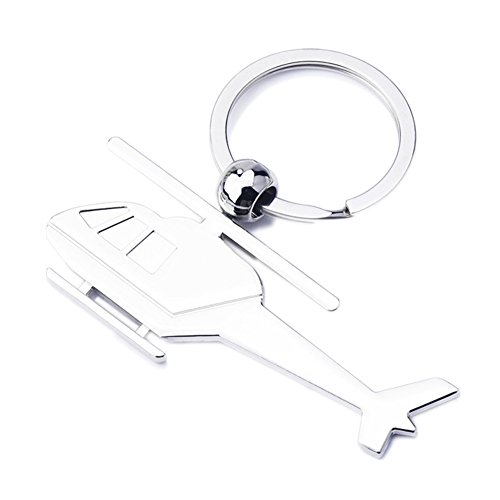 Odetojoy Metal Silver Heilicopter Keychain Plane Key Chains Alloy Pilot Key Holder Airplane Keycharm #TOP7