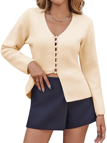 Saodimallsu Womens V Neck Cardigan Sweaters Button Up Fall Trendy
