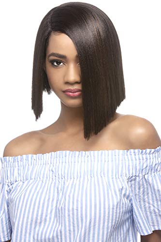 (MEDIUM BROWN) Vivica Fox Lace Front Wig 10" Slight Angled Blunt Cut W/Side
