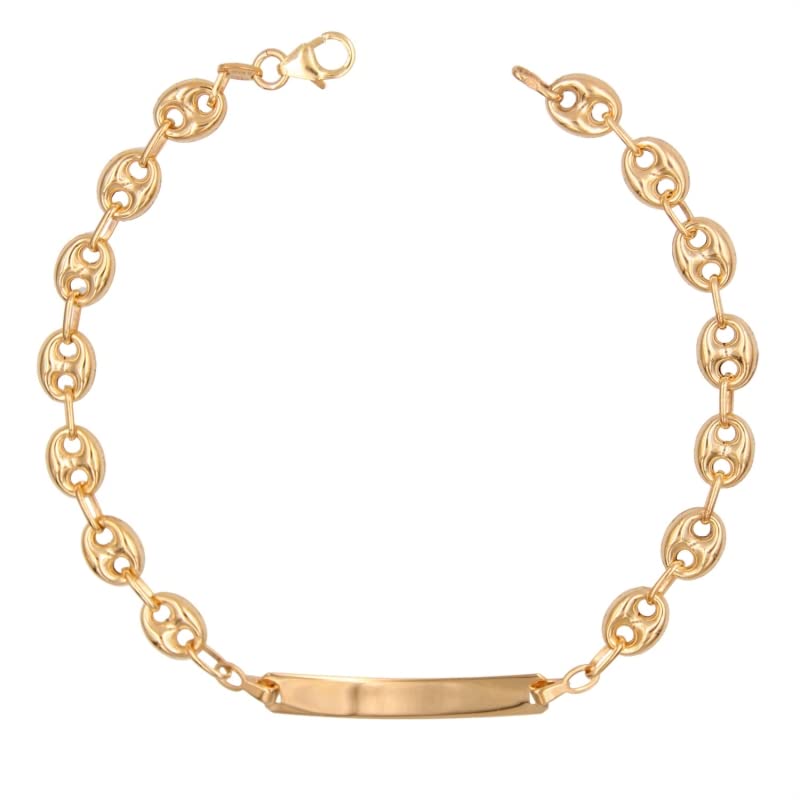 Gourmette Or Jaune Grain de Café - Homme - Gravure Offerte