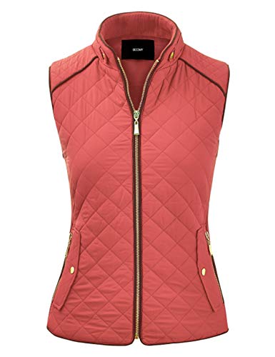 FASHION BOOMY Women's Quilted Padding Vest - Lightweight Zip Up Jacket - Regular