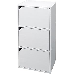 アイリスオーヤマ カラーボックス 収納ボックス 本棚 扉付き 3段 幅36.6×奥行29×高さ73.2cm オフホワイト モジュールボックス MDB-3D