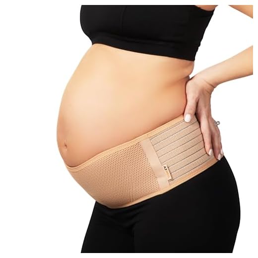 AZMED Maternity Belly Band for Pregnant Women - Pregnancy Belly Band for Abdomen Pelvic Waist Back Support - Adjustable Belly Support Bands for Pregnant Women - Maternity Belt Fits Up to 46" - Beige