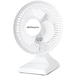 Orbegozo TF 0118 Ventilador de sobremesa, 2 velocidades, rejilla de protección, tamaño aspas 15 cm, silencioso, 20 W de Potencia, Blanco