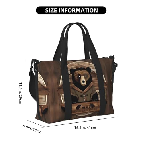 Phayah Rustic Bear Crossbody Travel Bag Overnighter Duffel Bags Carry On Size Ideal For School Or Overnight Travel Bag3