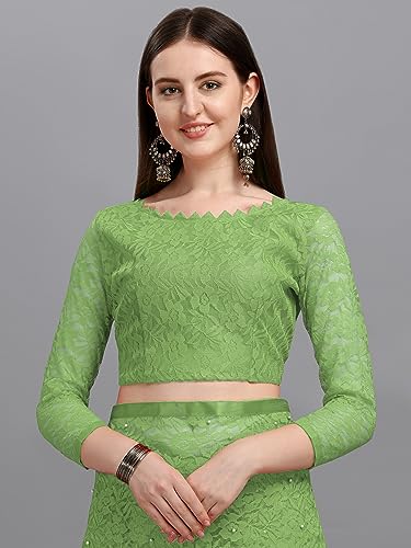 Image of LOROFY Women's Brasso Net Saree With Blouse