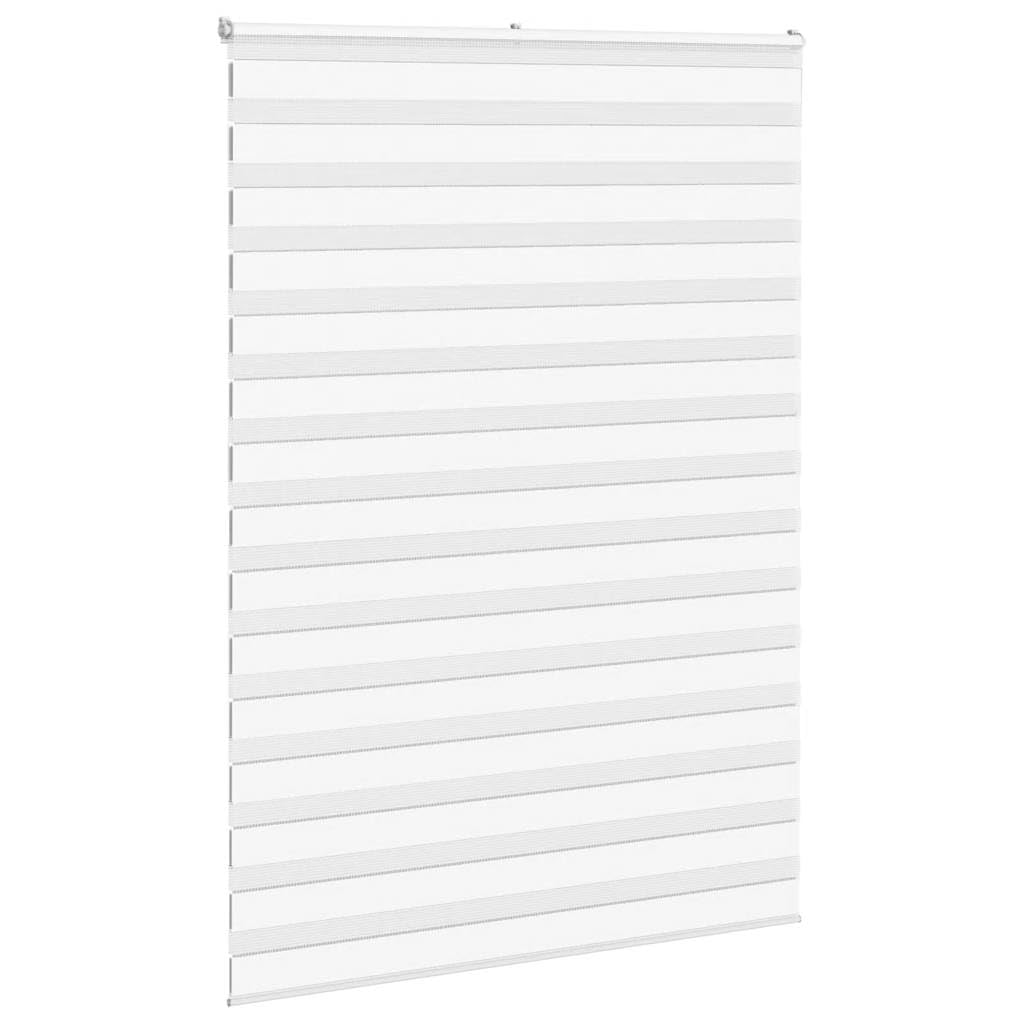 Store Jour Nuit 155 x 230 cm, Store Enrouleur Zébré Blanc Polyester, Rideau Tamisant Double Couche avec ou sans Perçage pour Fenêtre, Salon et Chambre, Largeur Tissu 150,9 cm
