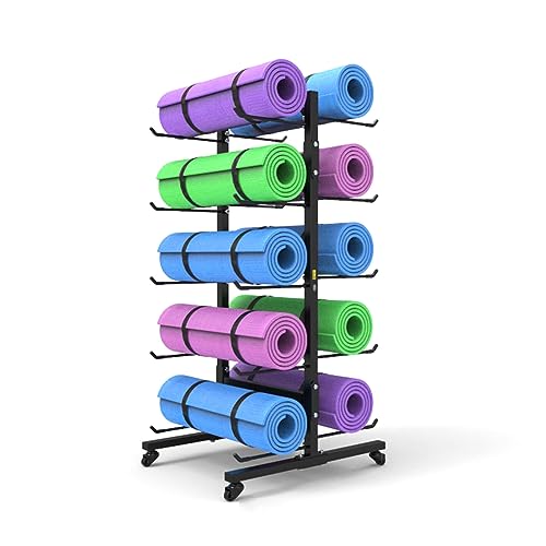 Support de rangement pour tapis de yoga mobile pour libérer l'espace au sol encombré