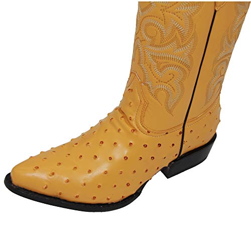 Western Shops Mens Leather Cowboy Boots Embossed Ostrich Quill Print Western Boot with Free Belt2