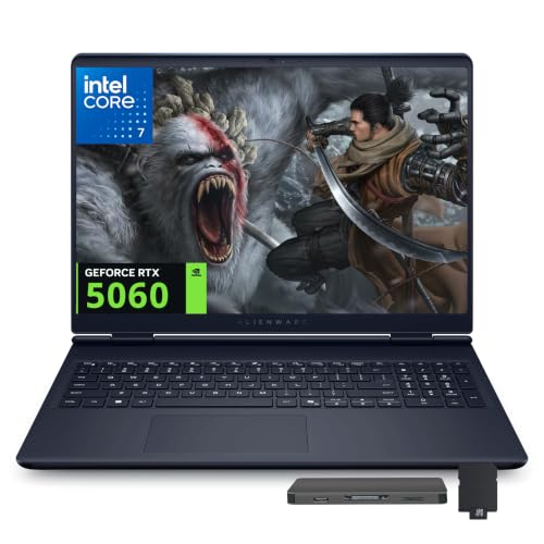 Image of Dell Alienware Aurora 16 inch WQXGA 120Hz Gaming Laptop, Intel Core 7-240H, NVIDIA GeForce RTX 5060, 64GB DDR5, 5TB Storage(4TB SSD+1TB Docking Station), Backlit Keyboard, Wi-Fi 7, Win 11 Pro, Blue