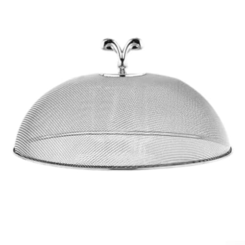 ZMdooreasy Malla de cubierta de alimentos de acero inoxidable con asa, tienda de protección reutilizable para alimentos, cuencos y platos, adecuada para barbacoas, fiestas y uso en restaurantes (A)