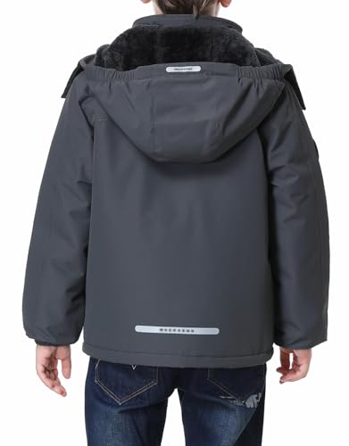 Image of Kid's Ski Jacket Waterproof Winter Coat Boy's and Girl's Fleece Snowboarding Jackets with Detachable Hood