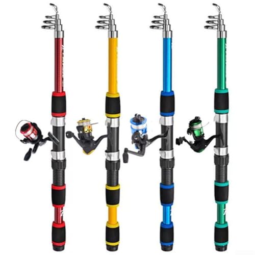 Canna da pesca telescopica da 1,8 m, in fibra di carbonio, portatile, perfetta per il tuo prossimo viaggio di pesca (giallo)