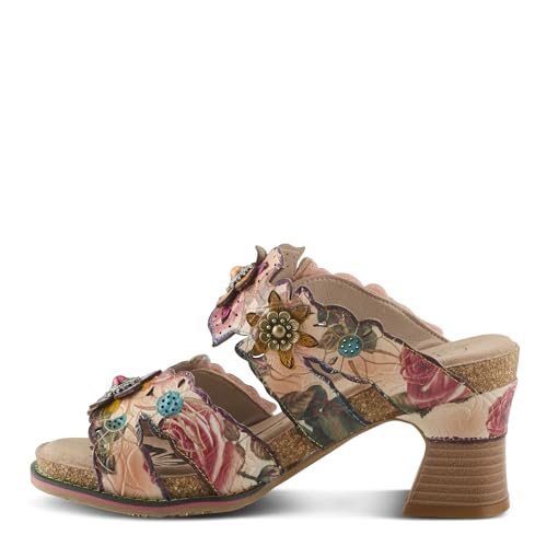 Spring Step L’Artiste Radiating Women's Sandal – Hand-Painted Floral Leather Slide with Cork Footbed - Adjustable Hook & Loop Strap, Microsuede Insole2