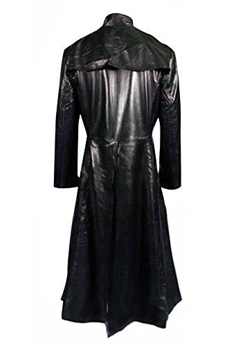 SpazeUp Vintage Gaming Trench Coat Men - Halloween Cosplay Costumes for Mens - Black Leather Trench Coat Men2