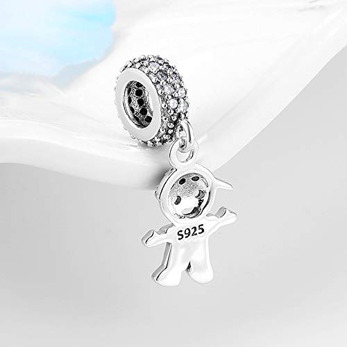 Luckybeads Girl Or Boy Dangle Charm 925 Sterling Silver Kid Beads Fit European-Style Bead Charm Bracelets (Blue) #TOP2