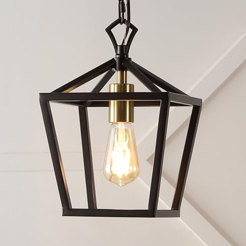 Image of JONATHAN Y Pagoda 1-Light Pendant 8 inch Cage, Oil Rubbed Bronze /Brass Gold