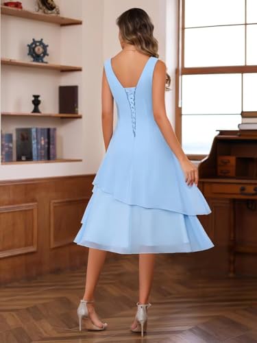 Image of Clothfun Women's Chiffon 2 Piece Mother of The Bride Dress 2026 Pleated Wedding Guest Dress